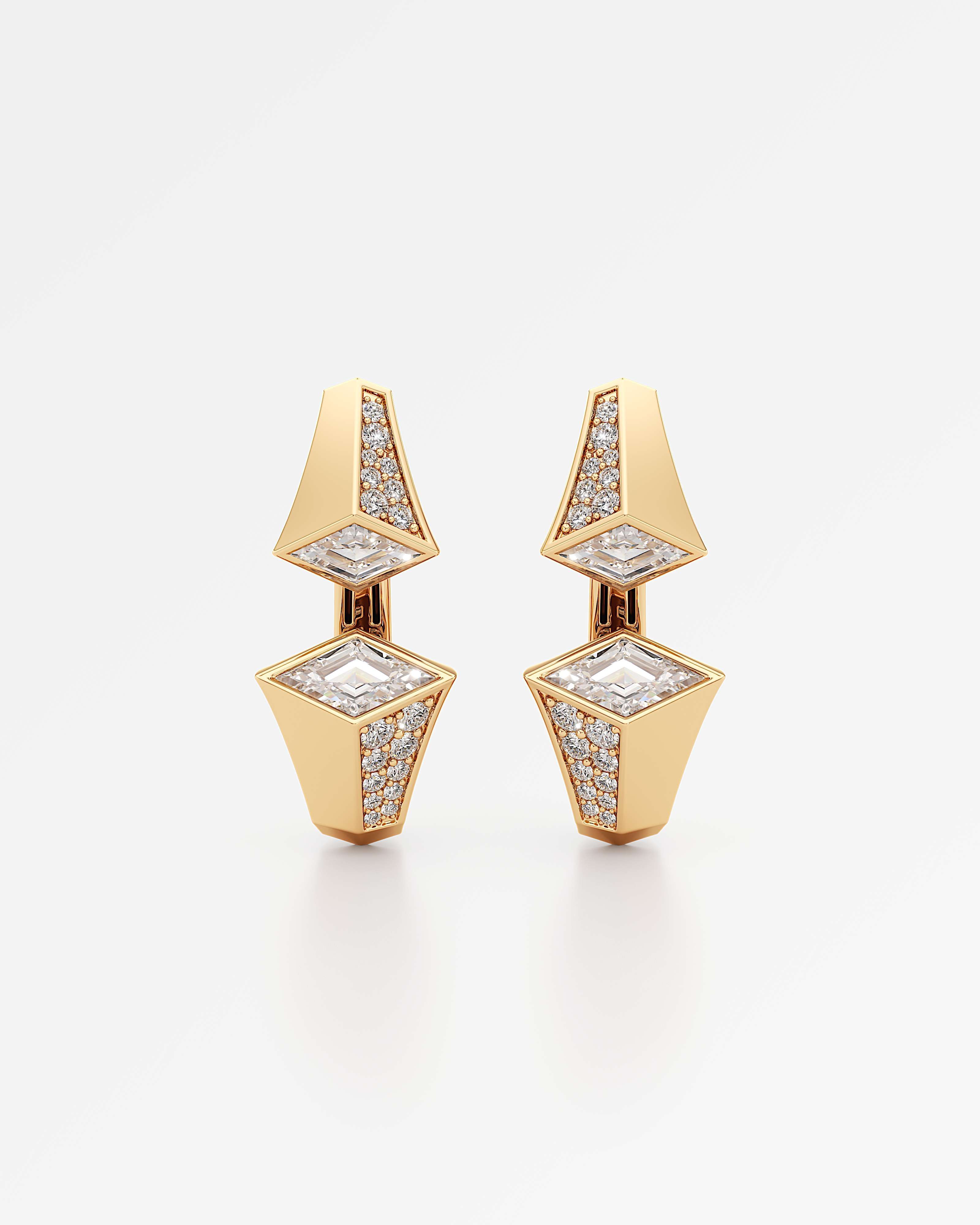 AM To Beyond Verticé Pavé Diamond Earrings, in 14K Yellow Gold (2.92 ctw)