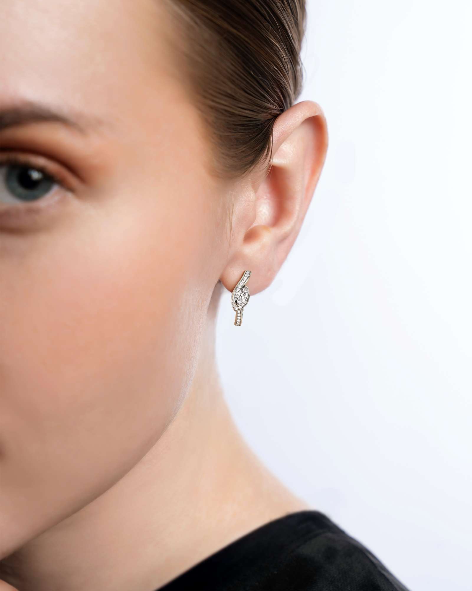 You Whirlwind Diamond Hoop Earrings, in 14K White Gold (1.04 ctw)