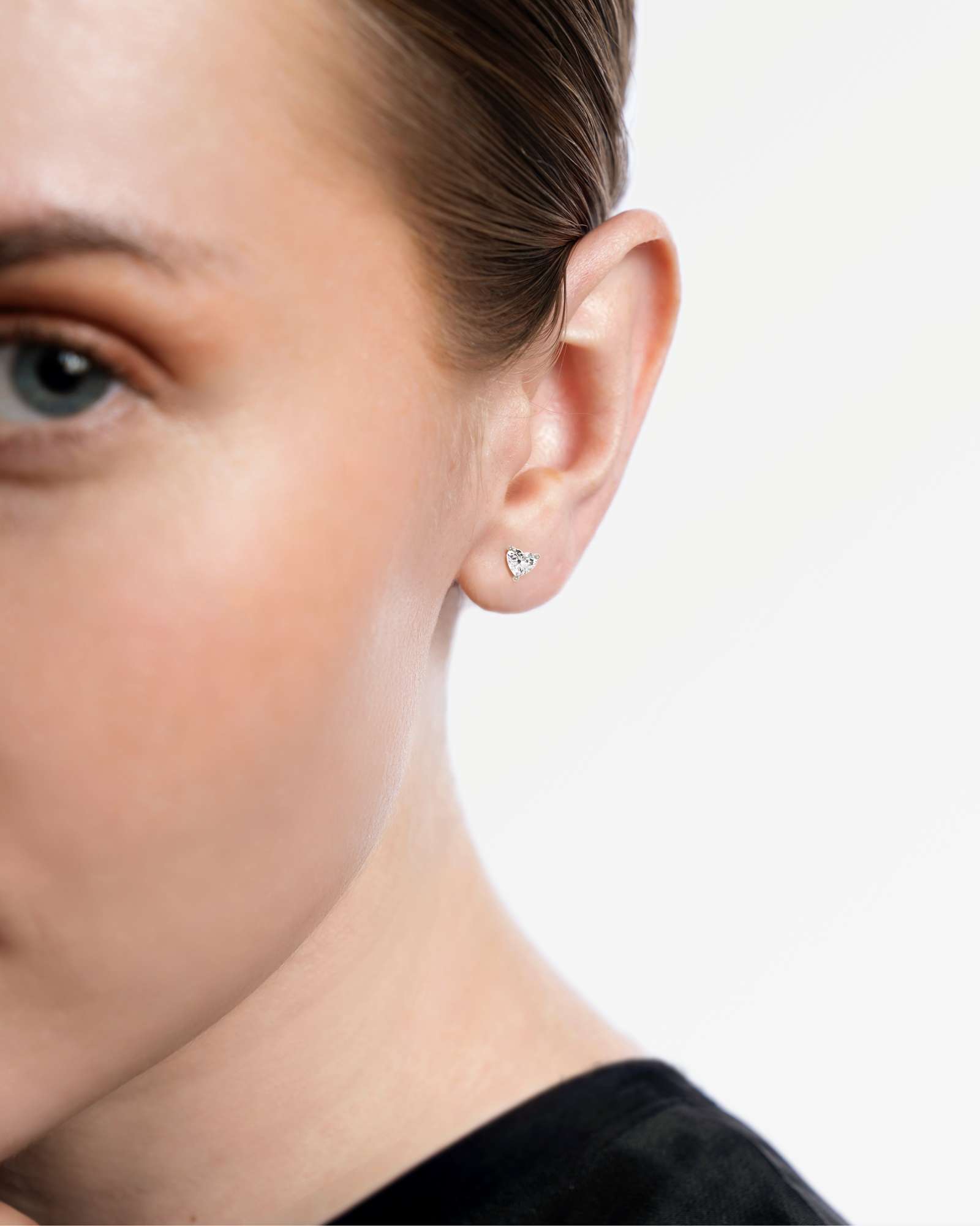 Verve Juliette Diamond Stud Earrings, With 0.50 ct Heart Cut in 14K White Gold (1.00 ctw)