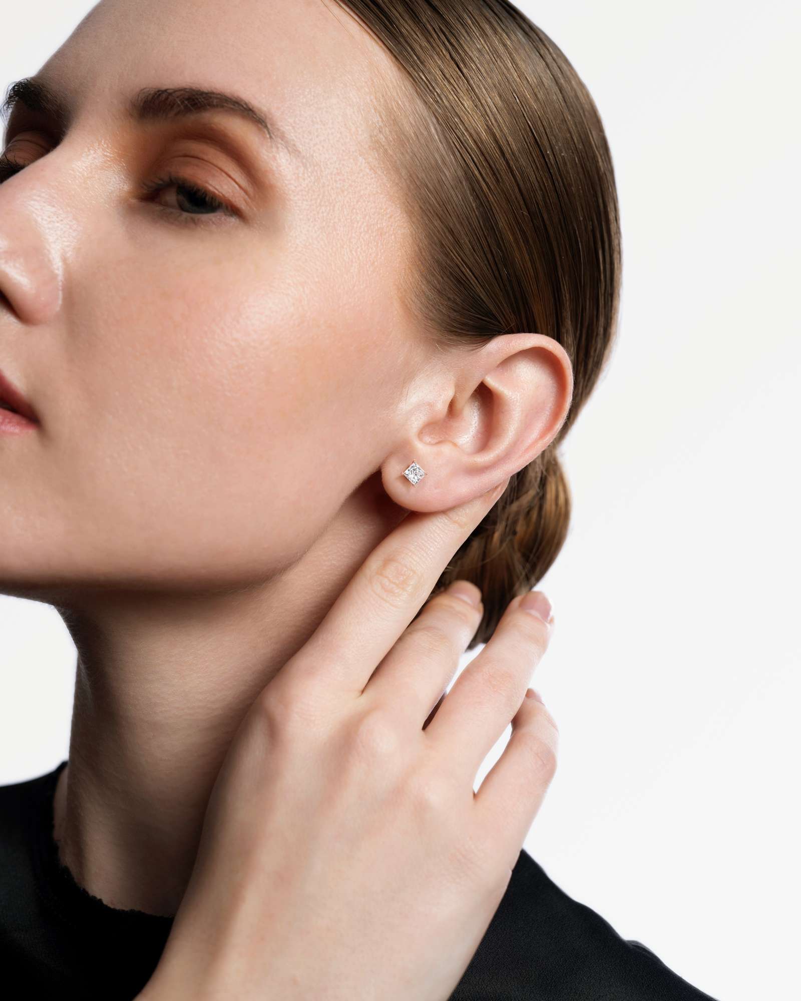 Verve Juliette Diamond Stud Earrings, With 0.50 ct Princess Cut in 14K Rose Gold (1.00 ctw)