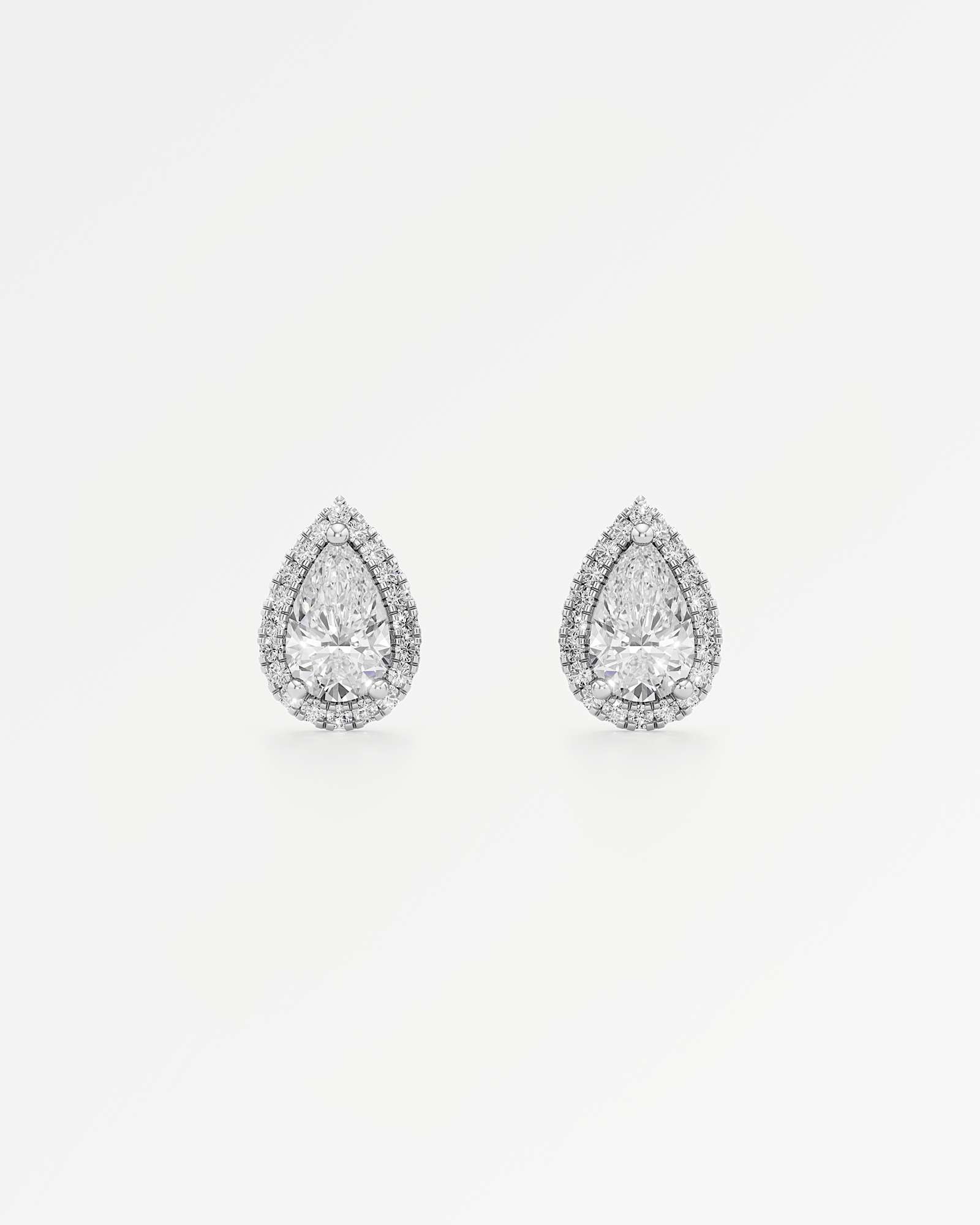 Verve Faye Diamond Stud Earrings, With 0.50 ct Pear Cut in 14K White Gold (1.20 ctw)