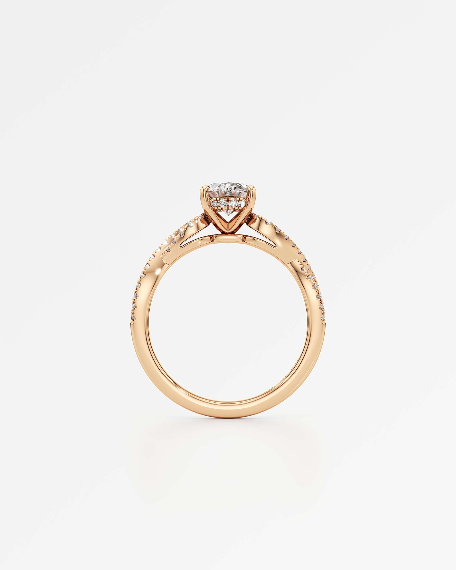 Verve Alessia Hidden Halo Diamond Engagement Ring, With 1.00 ct Oval Cut in 14K Rose Gold (1.37 ctw)