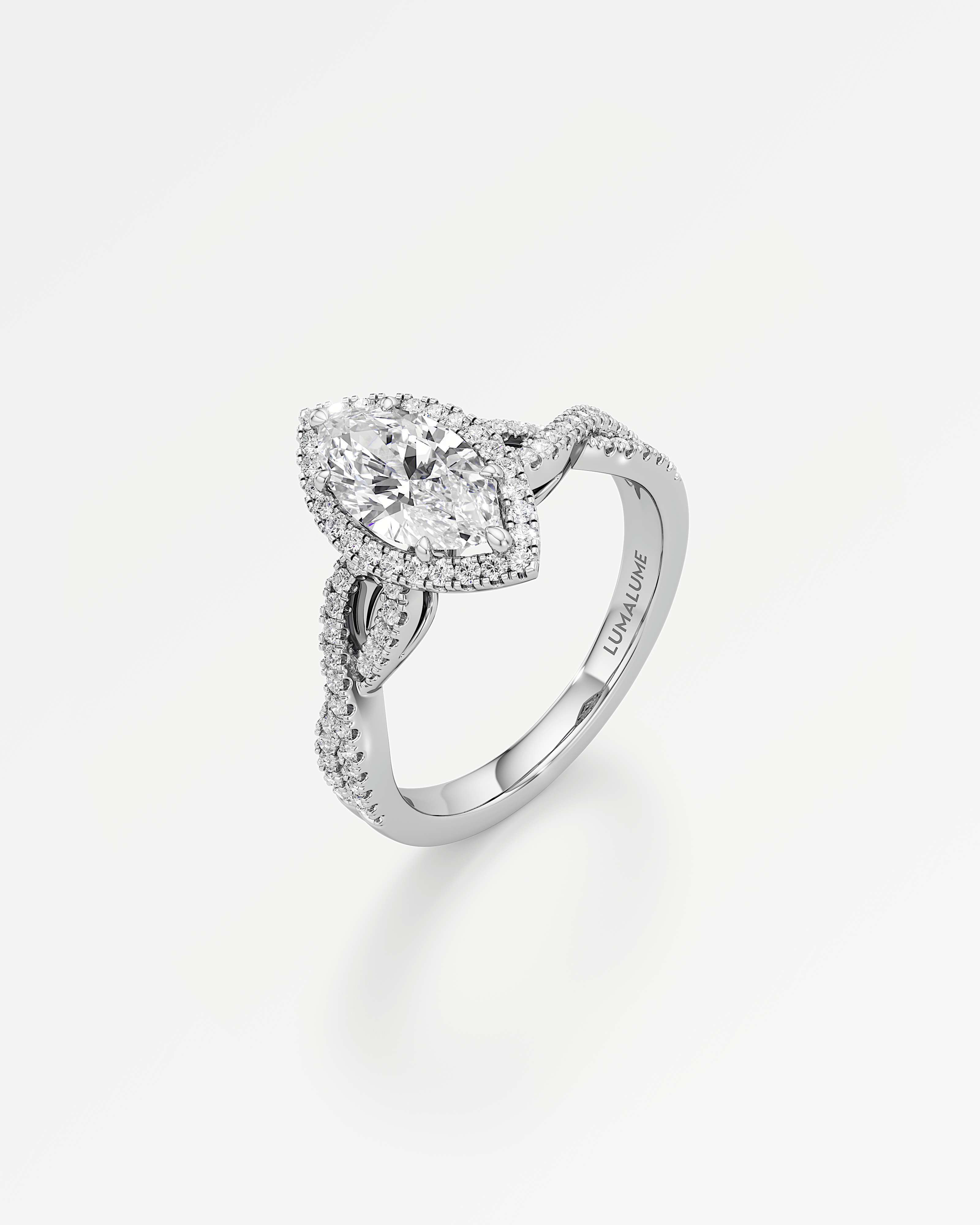 Verve Alessia Halo Diamond Engagement Ring, With 1.00 ct Marquise Cut in 14K White Gold (1.44 ctw)