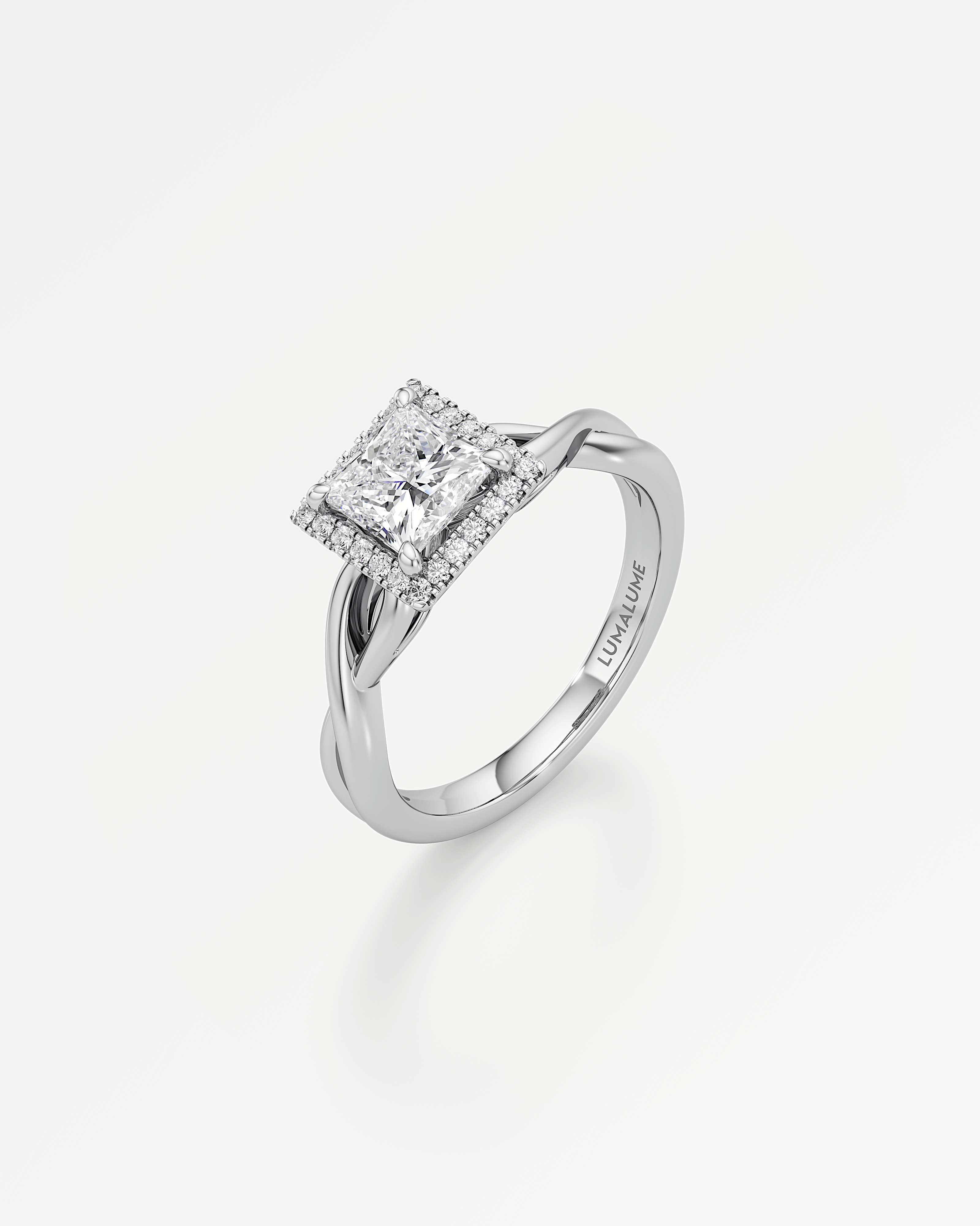 Verve Amelia Halo Diamond Engagement Ring, With 1.00 ct Princess Cut in 14K White Gold (1.18 ctw)
