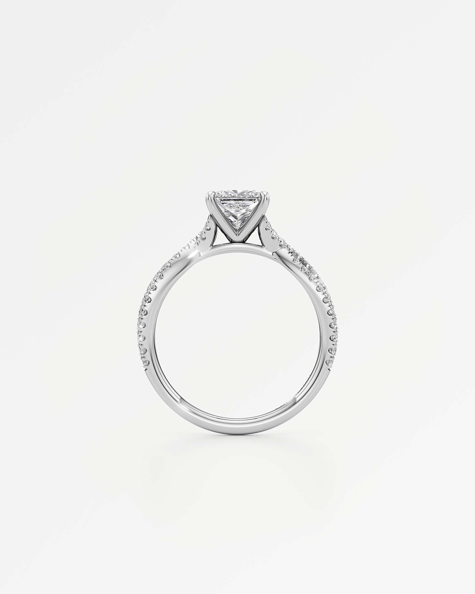Verve Arabella Solitaire Diamond Engagement Ring, With 1.00 ct Princess Cut in 14K White Gold (1.37 ctw)