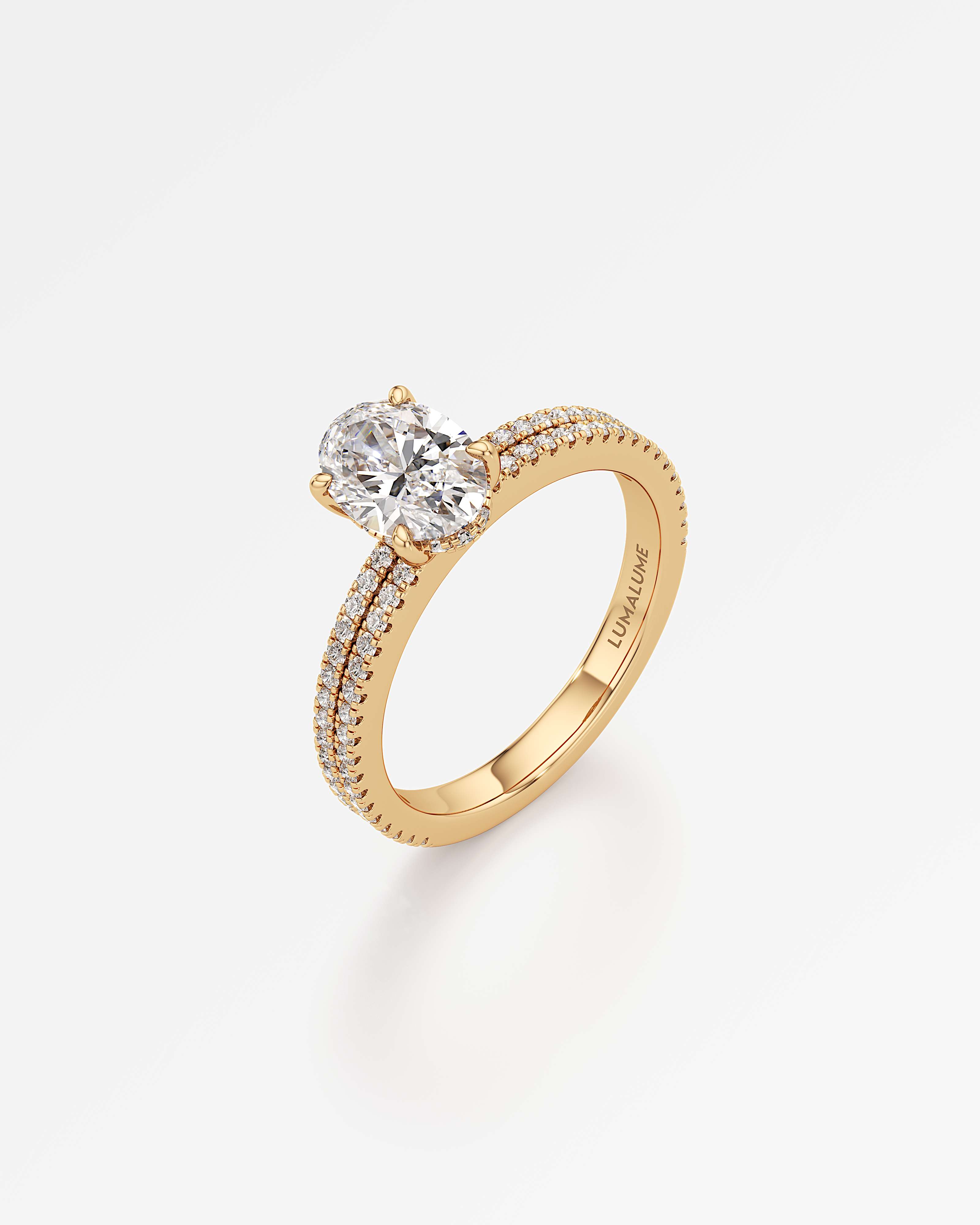 Verve Chiara Hidden Halo Diamond Engagement Ring, With 1.00 ct Oval Cut in 14K Yellow Gold (1.41 ctw)