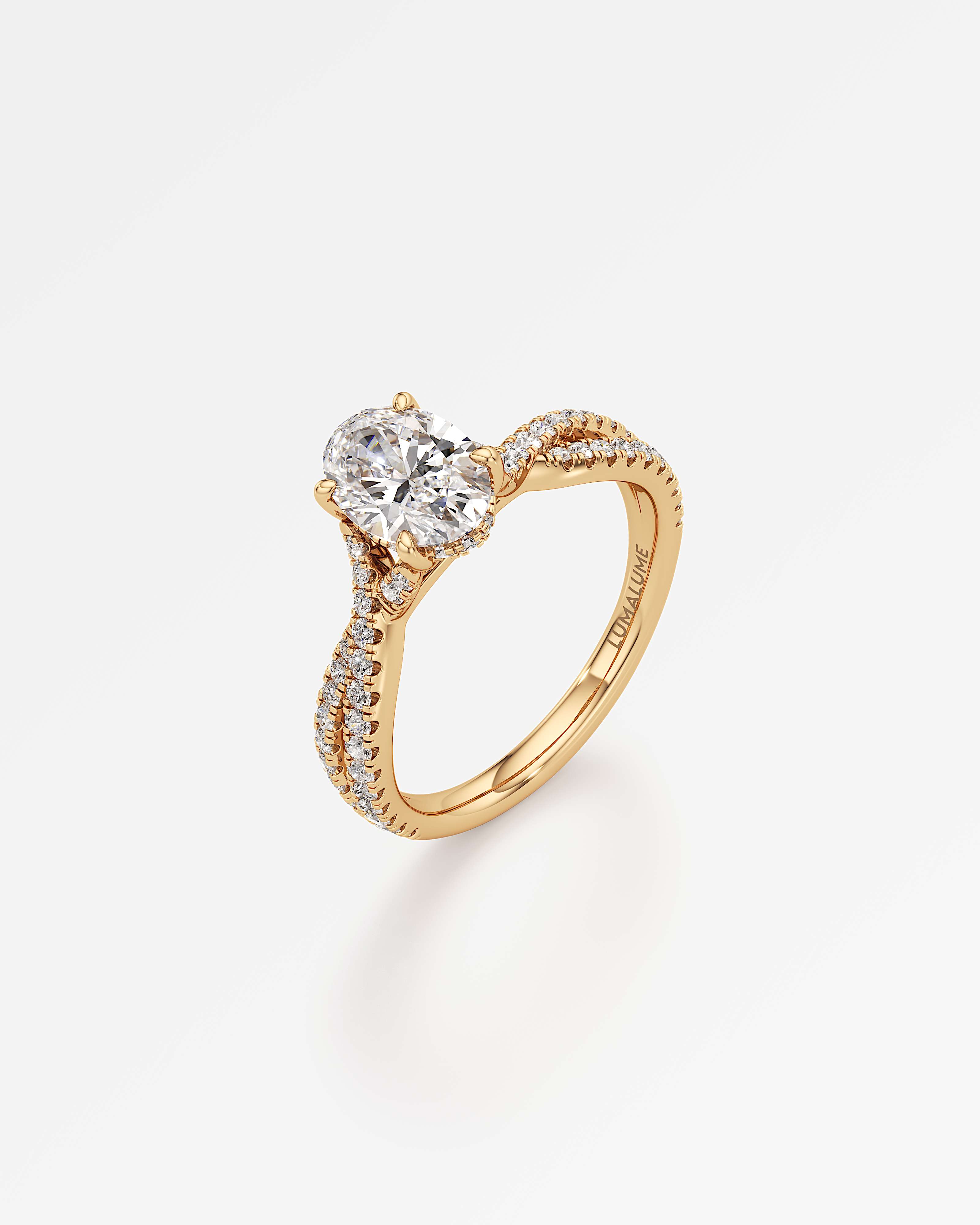 Verve Arabella Hidden Halo Diamond Engagement Ring, With 1.00 ct Oval Cut in 14K Yellow Gold (1.44 ctw)