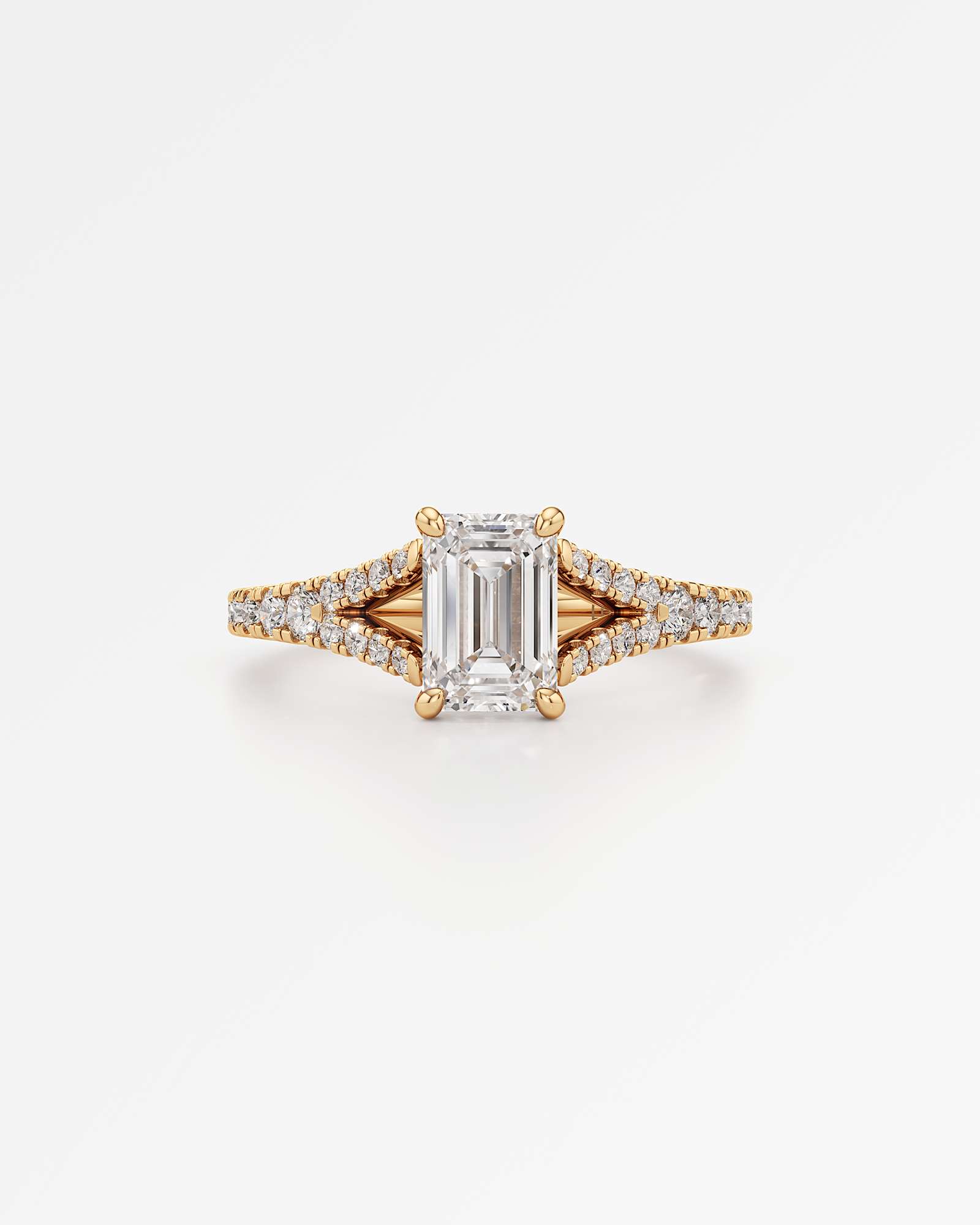 Verve Marisol Hidden Halo Diamond Engagement Ring, With 1.00 ct Emerald Cut in 14K Yellow Gold (1.48 ctw)