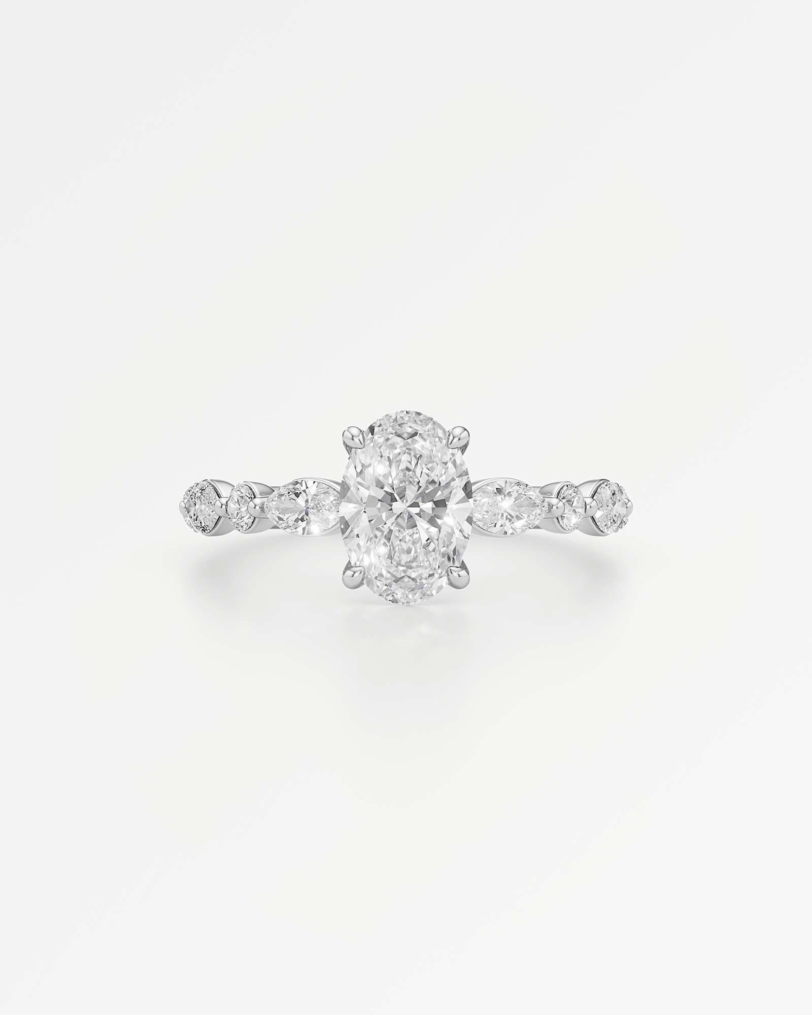 Verve Zolaine Solitaire Diamond Engagement Ring, With 1.00 ct Oval Cut in 14K White Gold (1.58 ctw)
