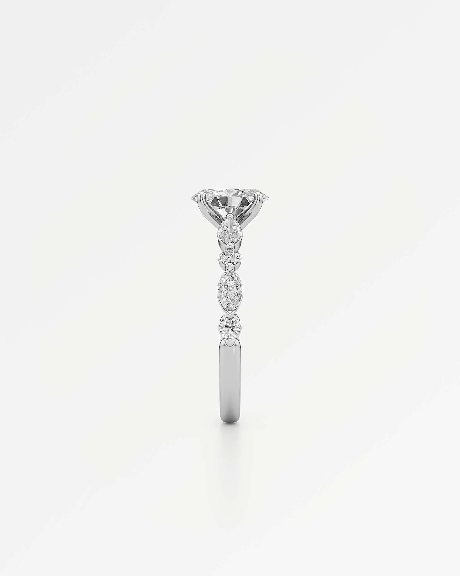 Verve Zolaine Solitaire Diamond Engagement Ring, With 1.00 ct Oval Cut in 14K White Gold (1.58 ctw)