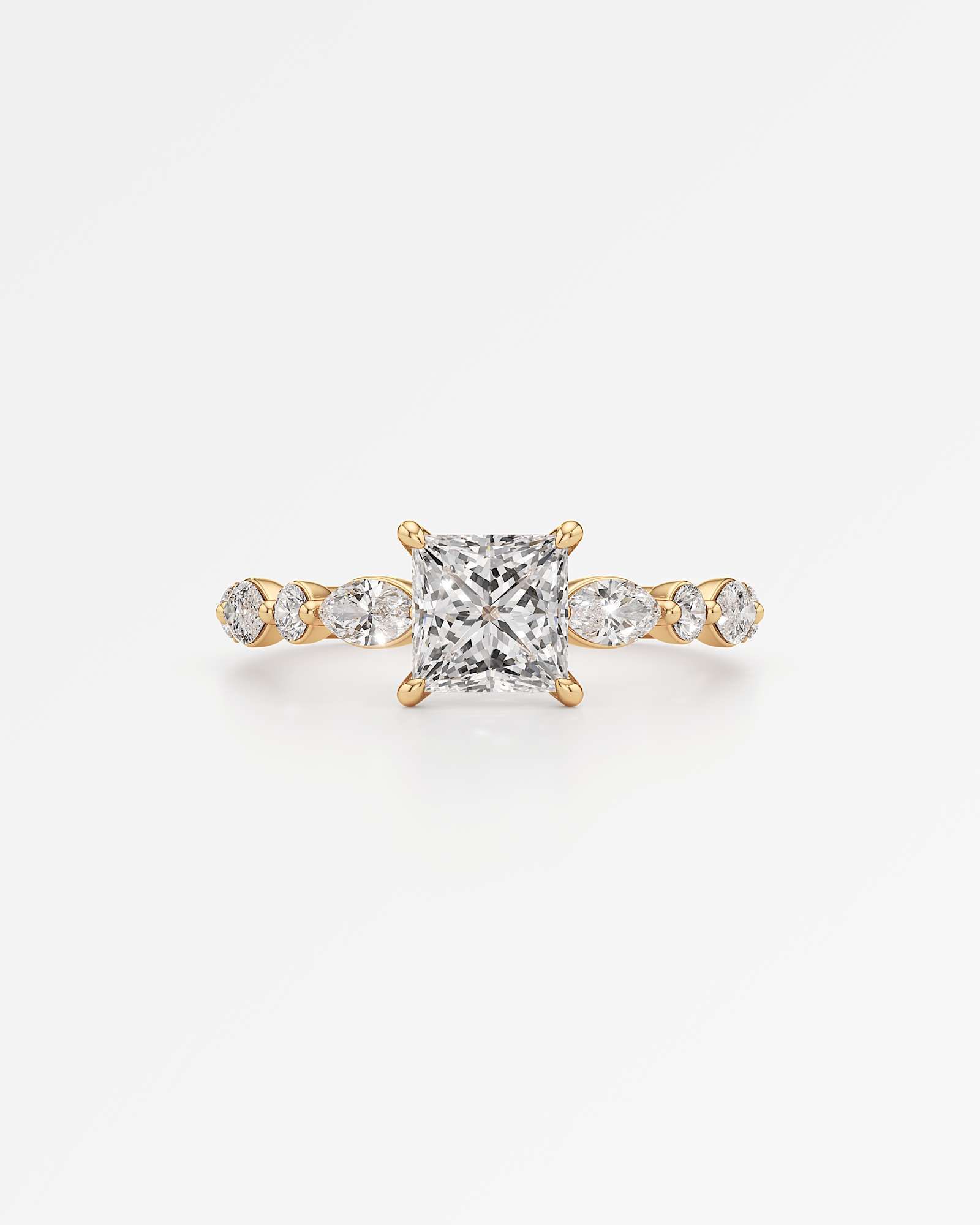 Verve Zolaine Solitaire Diamond Engagement Ring, With 1.00 ct Princess Cut in 14K Yellow Gold (1.58 ctw)