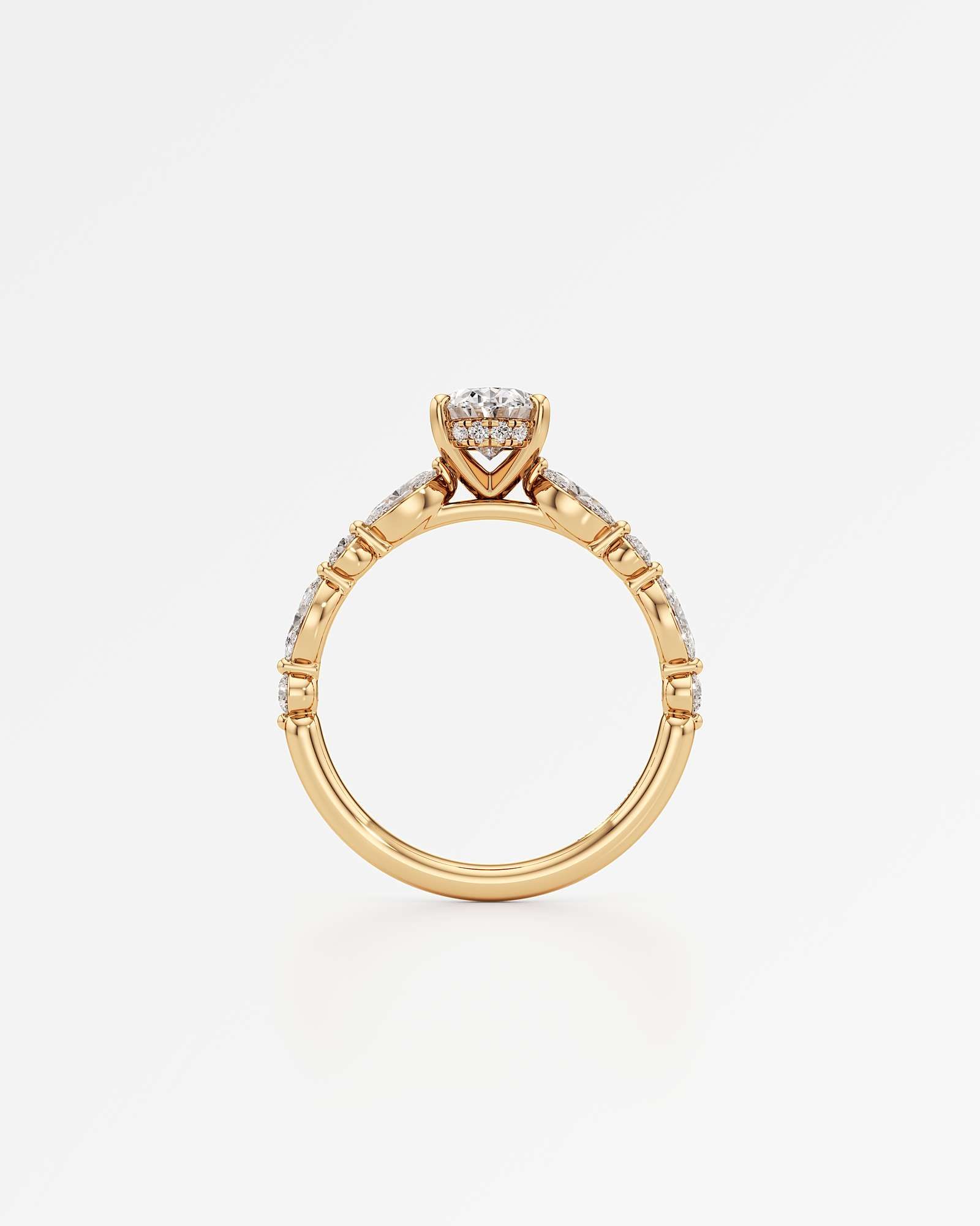 Verve Zolaine Hidden Halo Diamond Engagement Ring, With 1.00 ct Oval Cut in 14K Yellow Gold (1.65 ctw)